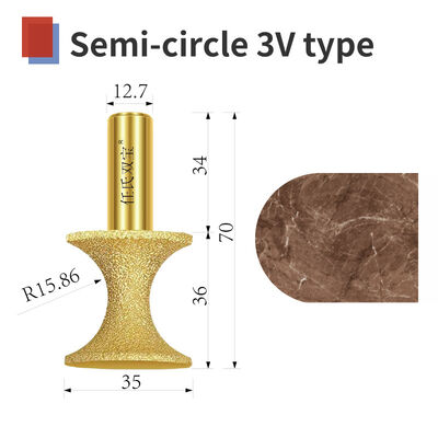 Semi-circle 3V type diamond vacuum brazed tool engraving stone marble granite
