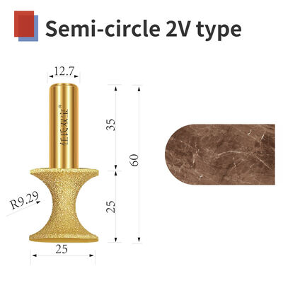 Semi-circle 3V type diamond vacuum brazed tool engraving stone marble granite